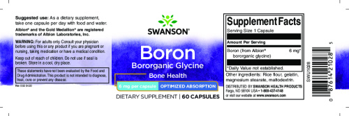 Boron Boroganic Glycine 6 mg (Бор из Альбиона Борогановый Глицин 6 мг) 60 капсул (Swanson) фото 3