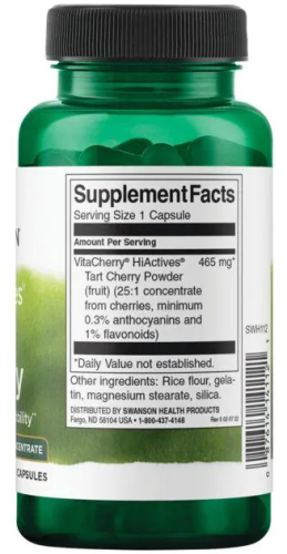 Tart Cherry HiActives (вишневые флавоноиды) 465 мг 60 капсул (Swanson) фото 2