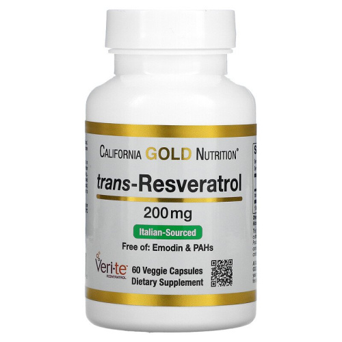 trans-Resveratrol 200 мг (транс-ресвератрол) 60 вег капсул (California Gold Nutrition)