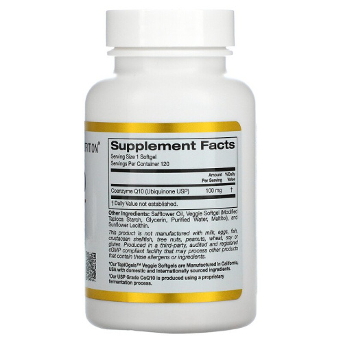 CoQ10 (коэнзим Q10) 100 мг 120 капсул (California Gold Nutrition) фото 2