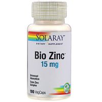 Bio Zinc 15 мг (Цинк) 100 растительных капсул (Solaray)