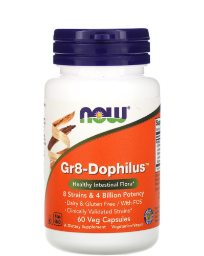 Gr8-Dophilus (Пробиотики) 60 вег капсул (Now Foods)