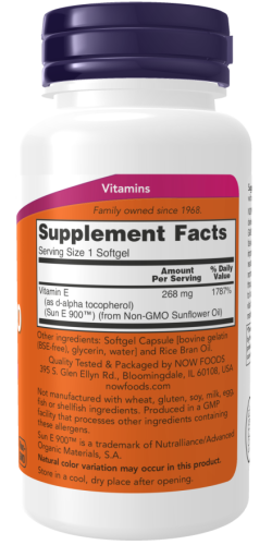 Sun-E™ 400 Soy-Free (d-альфа-токоферол из подсолнечного масла) 60 мягких капсул (Now Foods) фото 3