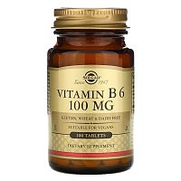 Vitamin B-6 Piridoxine HCI 100 мг (Витамин Б-6 Пиридоксин гидрохлорид) 100 таблеток (Solgar)