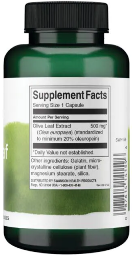 Olive Leaf Extract (Экстракт листьев оливы) 500 мг 120 капсул (Swanson) фото 2