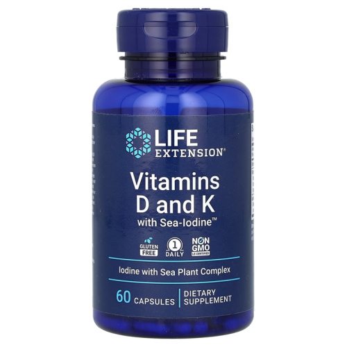 Витамины D и К с Sea-Iodine 60 капсул (Life Extension)
