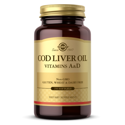 Cod Liver Oil Vitamins A & D (Масло печени трески) 250 капсул (Solgar)