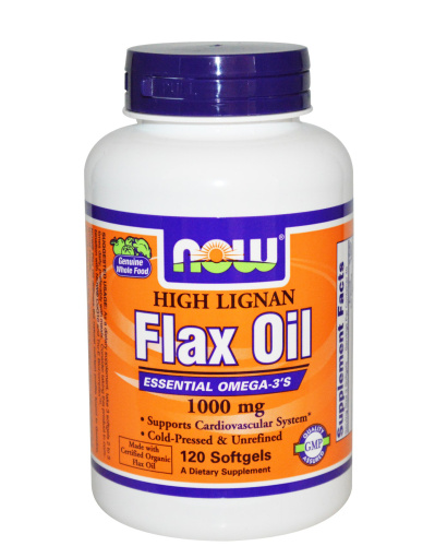 Organic Flax Oil 1000 mg - 120 капсул (Now Foods) фото 3