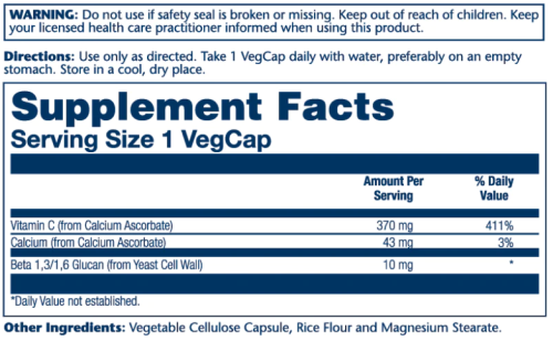 Beta Glucans 10 mg beta 1.3/1.6 Linkages with Vitamin C (Бета глюканы с вит С) 60 вег капс (Solaray) фото 2