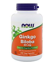 Ginkgo Biloba 60 мг (Гинкго Билоба) 240 вег капсул (Now Foods)