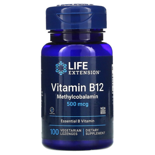 Vitamin B12 Methylcobalamin 500 мкг (Витамин Б12 Метилкобаломин) 100 леденцов (Life Extension) 