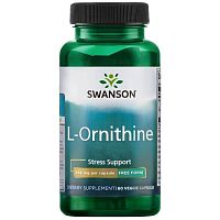 L-Ornithine 500 mg (L-Орнитин 500 мг) 60 вегетарианских капсул (Swanson) Срок 07.23