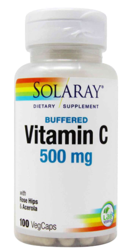 Vitamin C 500 mg Buffered with Rose Hips & Acerola (C 500 мг c шип-ом и ацеролой) 100 капc (Solaray) фото 5