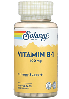 Vitamin B-1 100 mg Thiamine (Тиамин Витамин В-1 100 мг) 100 вег капсул (Solaray)