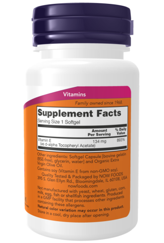 Vitamin E-200 (Витамин Е как ацетат d-альфа-токоферола) 100 мягких капсул (Now Foods) фото 4