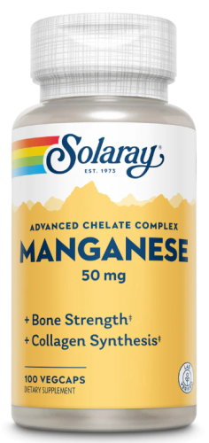 Manganese 50 mg Chelate Complex (Марганец 50 мг хелатный комплекс) 100 вег капсул (Solaray)