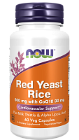 Red Yeast Rice 600 mg with CoQ10 30 mg (Красный дрожжевой рис с COQ10 30 мг) 60 вег капc (Now Foods)