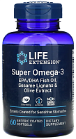Super Omega-3 60 капсул покрытых кишечнорастворимой оболочкой (Life Extension) срок 12/22