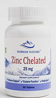 Zinc Chelated (Цинк хелатная форма) 25 мг 60 таблеток (Norway Nature)