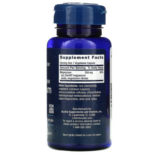Magnesium Extend-Release 250 мг (Магний) 60 вег капсул (Life Extension) фото 2