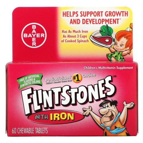 Flintstones with Iron (Детский поливитамин с железом )фруктовые вкусы 60 жевательных таблеток Flintstones with Iron (Детский поливитамин с железом )фруктовые вкусы 60 жевательных таблеток