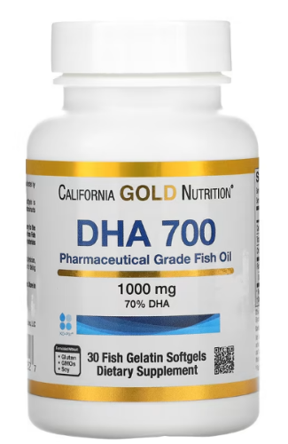 California Gold Nutrition DHA 700 (Рыбий жир фармацевтического качества 1000 мг) 30 гелевых капсул 