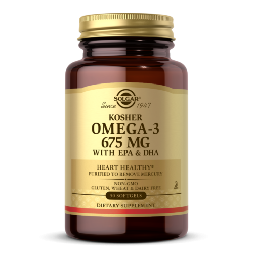 Kosher Omega-3 675 мг (Кошерная Омега-3) 50 мягких капсул (Solgar)