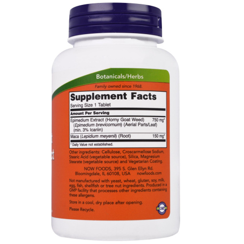 Horny Goat Weed Extract 750 мг 90 таблеток (Now Foods) фото 2