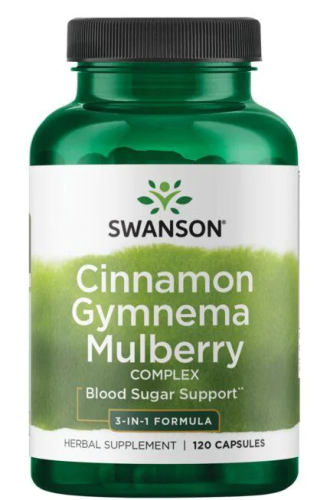 Cinnamon Gymnema Mulberry Complex 3-in-1 Formula (Корица Джимнема и Шелковица) 120 капсул (Swanson)