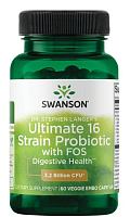Ultimate 16 Strain Probiotic with FOS (16 штаммов пробиотиков) 60 вег капсул (Swanson)