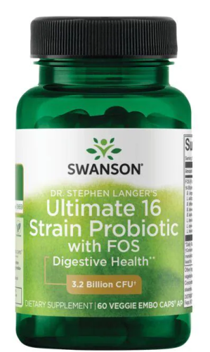 Ultimate 16 Strain Probiotic with FOS (16 штаммов пробиотиков) 60 вег капсул (Swanson)
