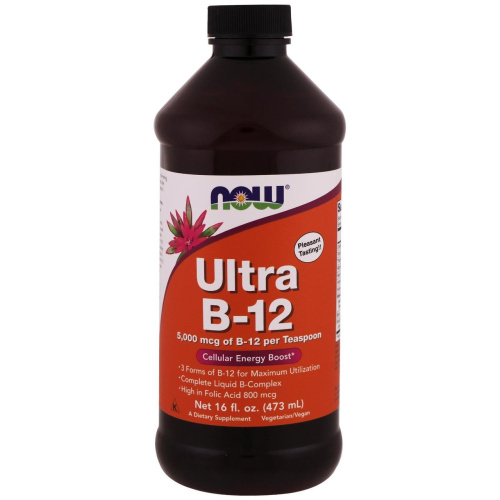 Ultra B-12 Liquid 5000 мкг (Жидкий витамин B-12) 473 мл (Now Foods)