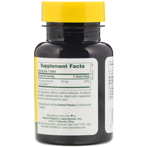 Zinc 10 mg (Цинк 10 мг) 90 таблеток (NaturesPlus) фото 2