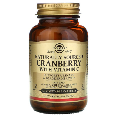 Cranberry With Vitamin C (Натуральная клюква с витамином С) (срок 11/2023) 60 капсул (Solgar)