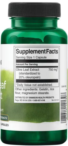 Olive Leaf Extract (Экстракт листьев оливы) 750 мг 60 капсул (Swanson) фото 2