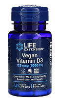 Vegan Vitamin D3 (Веганский витамин D3) 125 мкг (5000 МЕ) 60 вег капсул (Life Extension)