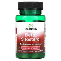 Beta-Sitosterol срок 08.25 (Бета-ситостерол) 160 мг 60 гелевых капсул (Swanson)
