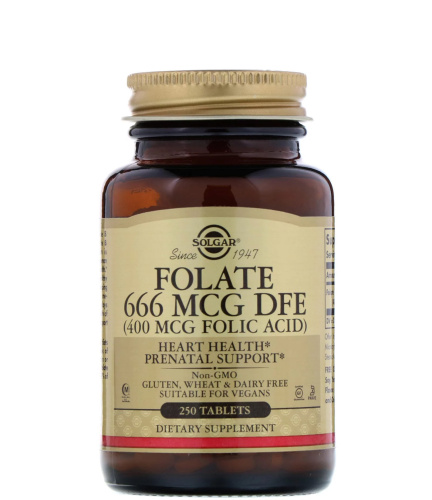 Folate 666 mcg DFE (400 mcg Folic Acid) 250 таблеток (Solgar)