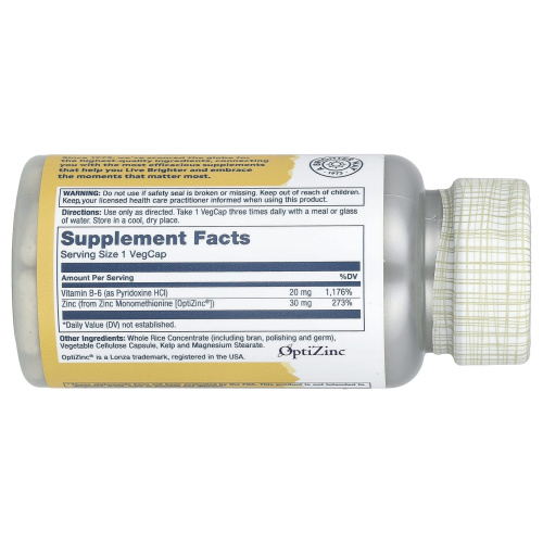 OptiZinc 30 mg (ОптиЦинк 30 мг) 60 вег капсул (Solaray) фото 2