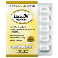 LactoBif Probiotics (Пробиотики) 5 мдрд КОЕ 10 капсул (California Gold Nutrition)