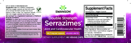 Serrazimes 66.7 mg 40 0000 units (40 000 ед серратиопептидазной активности) 60 вег капсул (Swanson) фото 3