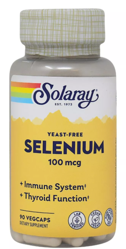 Selenium 100 mcg Yeast-Free (Селен 100 мкг Бездрожжевой) 90 вег капсул (Solaray)