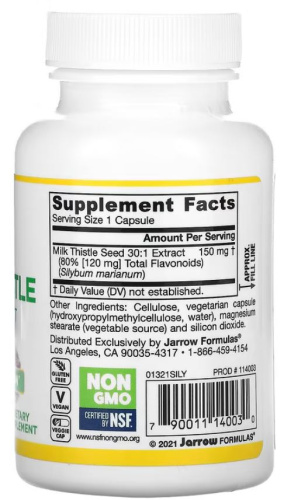 Standardized Milk Thistle 150 mg (Экстракт расторопши 150 мг) 100 вег капсул (Jarrow Formulas) фото 2