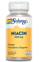 Niacin 500 mg Vitamin B-3 (Ниацин 500 мг витамин В-3) 100 вег капсул (Solaray)