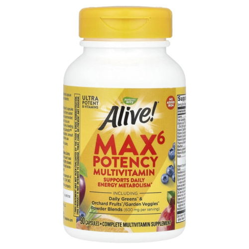 Alive! Max6 Potency (мультивитамины повышенной эффективности без железа) 90 капсул (Nature's Way) фото 2