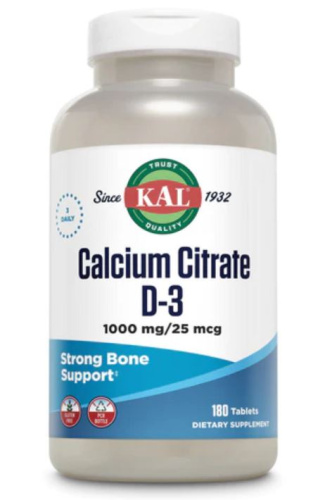 Calcium Citrate D-3 1000 мг 180 таблеток (KAL)