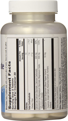 Cal-Mag Glycinate 1:1 500 мг (Кальций и Магний Глицинат) 90 таблеток (KAL) фото 3