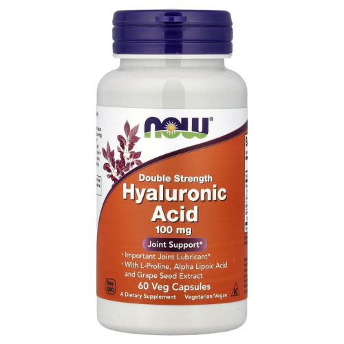 Hyaluronic Acid 100 мг (Гиалуроновая кислота) 60 вег капсул (Now Foods)