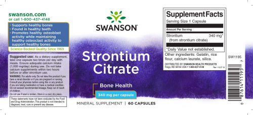 Strontium Citrate (Цитрат стронция) 340 мг 60 капсул (Swanson) фото 2