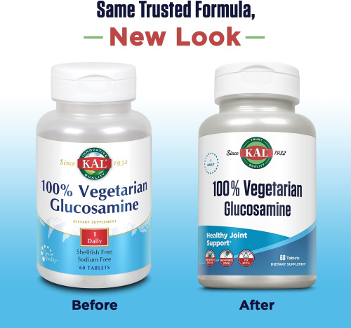 100% Vegetarian Glucosamine 1000 мг 60 таблеток (KAL) фото 2